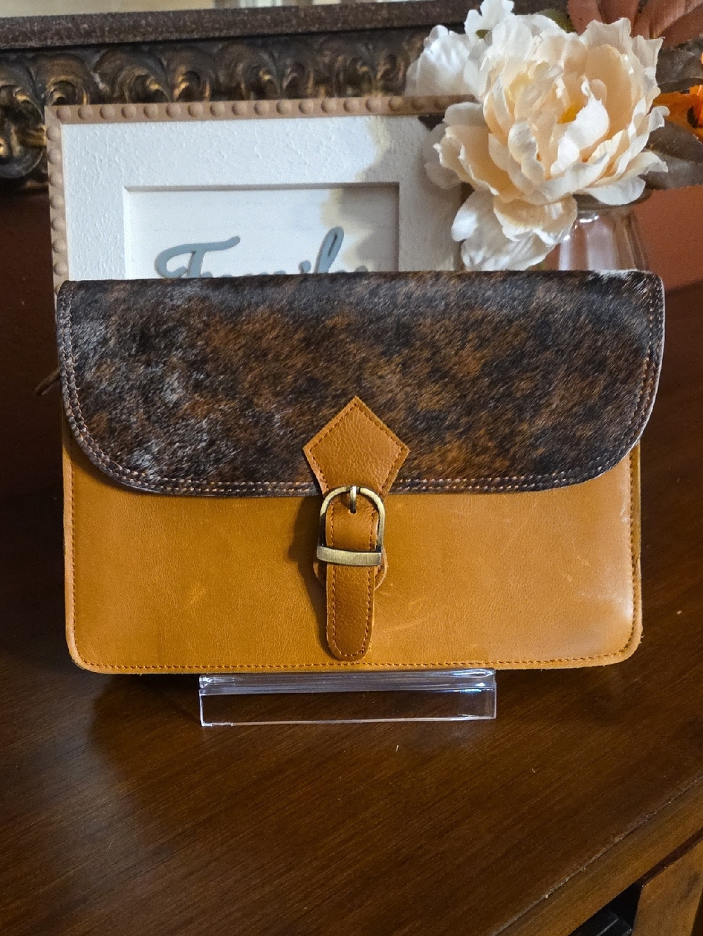 Handcrafted Genuine Leather Crossbody/ Clutch